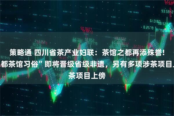 策略通 四川省茶产业妇联:茶馆之都再添殊誉!“成都茶馆习俗”即将晋级省级非遗,另有多项涉茶项目上傍
